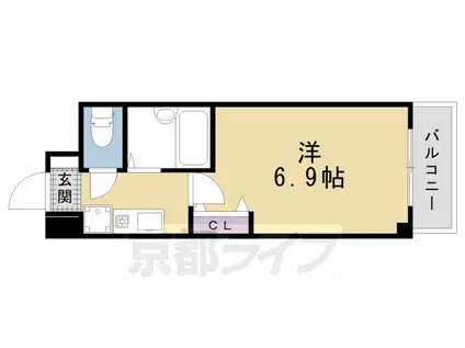 山陰本線 二条駅 徒歩5分 5階建 築26年(1K/3階)の間取り写真