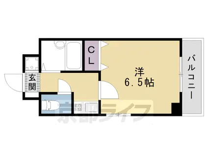 山陰本線 二条駅 徒歩5分 5階建 築26年(1K/3階)の間取り写真