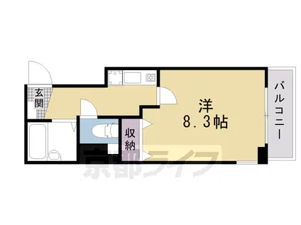 山陰本線 二条駅 徒歩5分 5階建 築26年(1K/4階)の間取り写真