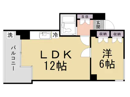 山陰本線 二条駅 徒歩5分 6階建 築35年(1LDK/2階)の間取り写真
