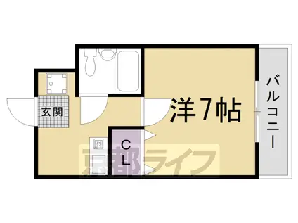 東海道本線 西大路駅 徒歩12分 5階建 築39年(1K/4階)の間取り写真