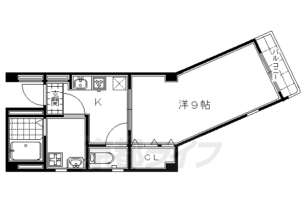 京阪電気鉄道京阪線 東福寺駅 徒歩5分 3階建 築22年(1K/1階)の間取り写真