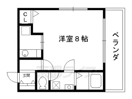 東海道本線 京都駅 徒歩9分 3階建 築26年(1K/1階)の間取り写真