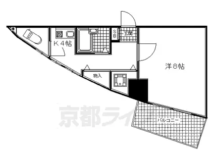 東海道本線 京都駅 徒歩2分 11階建 築26年(1K/8階)の間取り写真