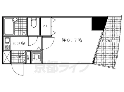 東海道本線 京都駅 徒歩2分 11階建 築26年(1K/4階)の間取り写真
