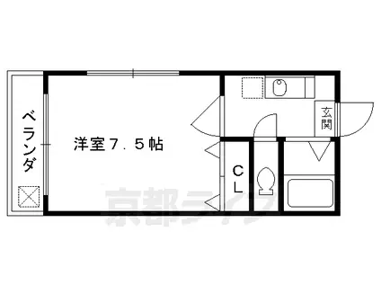 札幌市東西線 琴似駅(札幌市営) 徒歩2分 3階建 築35年(1K/2階)の間取り写真