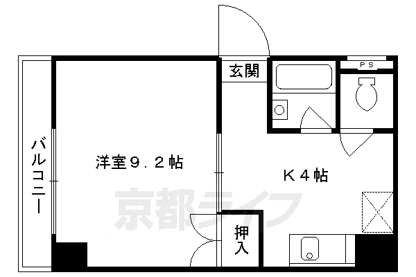 京阪電気鉄道京阪線 祇園四条駅 徒歩10分 4階建 築37年(1K/4階)の間取り写真