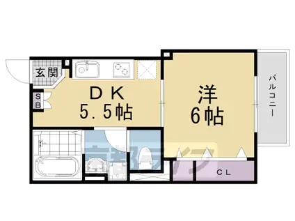 東海道本線 西大路駅 徒歩14分 3階建 築27年(1DK/1階)の間取り写真