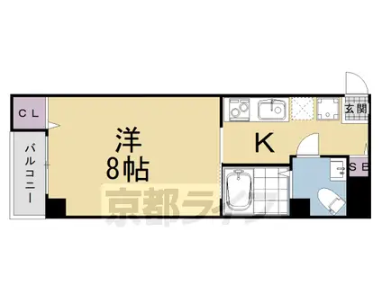 京都市烏丸線 五条駅(京都市営) 徒歩9分 5階建 築30年(1K/1階)の間取り写真