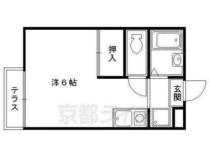 東海道本線 西大路駅 徒歩2分 2階建 築28年(1K/1階)の間取り写真