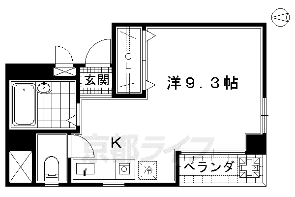 東海道本線 京都駅 徒歩7分 3階建 築25年(ワンルーム/2階)の間取り写真