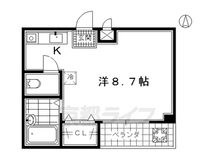 東海道本線 京都駅 徒歩7分 3階建 築25年(ワンルーム/3階)の間取り写真