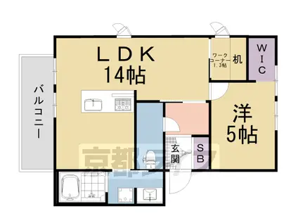 近鉄京都線 東寺駅 徒歩13分 2階建 築36年(1SLDK/2階)の間取り写真