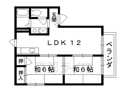 近鉄京都線 十条駅(近鉄) 徒歩13分 2階建 築30年(2LDK/2階)の間取り写真