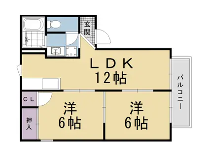 近鉄京都線 十条駅(近鉄) 徒歩13分 2階建 築30年(2LDK/1階)の間取り写真