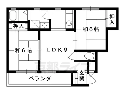 山陰本線 丹波口駅 徒歩10分 3階建 築38年(2LDK/1階)の間取り写真