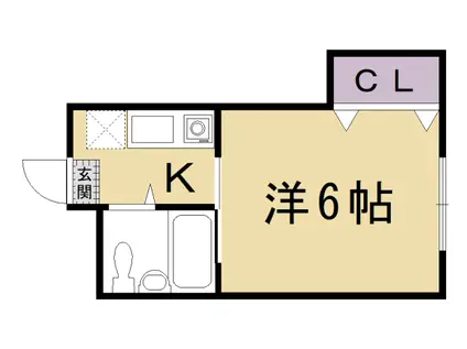 京都市烏丸線 五条駅(京都市営) 徒歩3分 4階建 築45年(1K/3階)の間取り写真