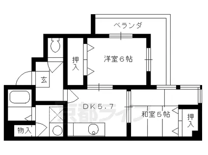 ライブラ七条(2DK/3階)の間取り写真