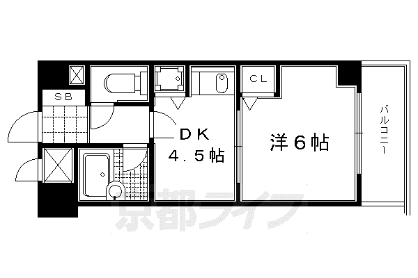 阪急電鉄京都線 大宮駅(京都) 徒歩9分 7階建 築35年(1DK/5階)の間取り写真