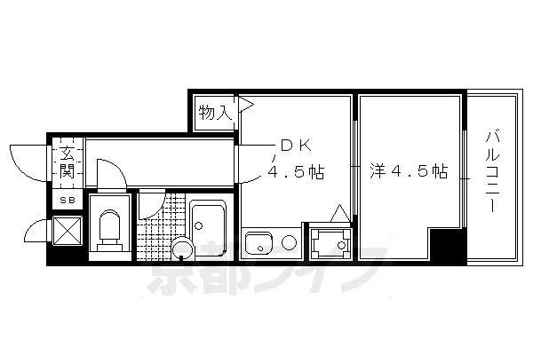 阪急電鉄京都線 大宮駅(京都) 徒歩9分 7階建 築34年(1DK/2階)の間取り写真