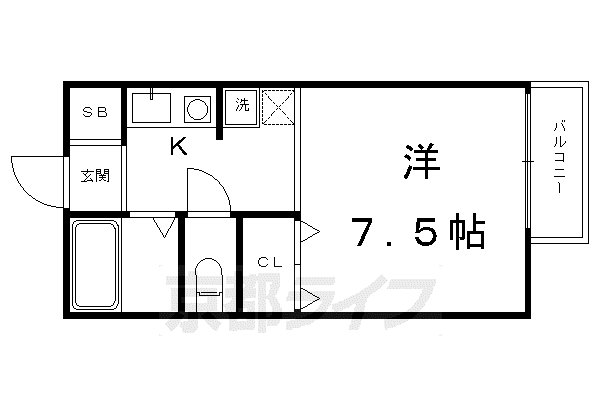 京阪電気鉄道京阪線 七条駅 徒歩3分 2階建 築36年(1K/1階)の間取り写真