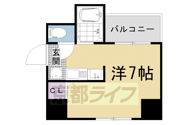 阪急電鉄京都線 西院駅(阪急) 徒歩5分 7階建 築32年(1K/2階)の間取り写真
