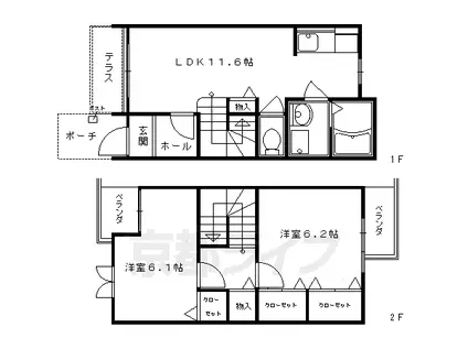 グレートハイツ(2LDK/1階)の間取り写真