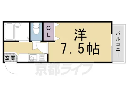 東海道本線 西大路駅 徒歩7分 3階建 築28年(1K/2階)の間取り写真