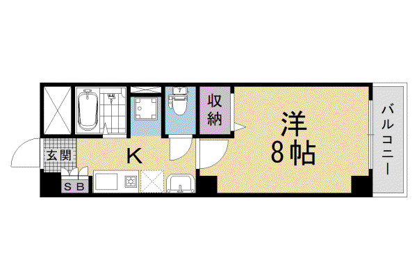 京都市烏丸線 五条駅(京都市営) 徒歩3分 5階建 築23年(1K/3階)の間取り写真