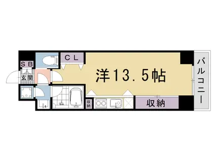 京阪電気鉄道京阪線 清水五条駅 徒歩3分 11階建 築23年(ワンルーム/7階)の間取り写真
