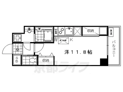GRAND ETERNA 京都(ワンルーム/7階)の間取り写真