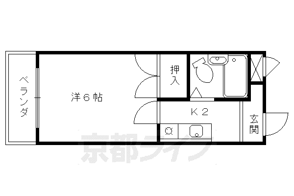京阪電気鉄道京阪線 東福寺駅 徒歩13分 3階建 築38年(1K/1階)の間取り写真