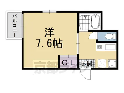 京都市烏丸線 五条駅(京都市営) 徒歩1分 3階建 築22年(1K/2階)の間取り写真