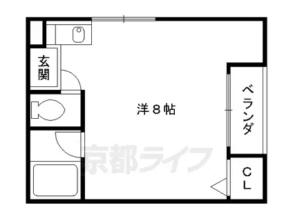 京阪電気鉄道京阪線 七条駅 徒歩10分 3階建 築22年(ワンルーム/2階)の間取り写真