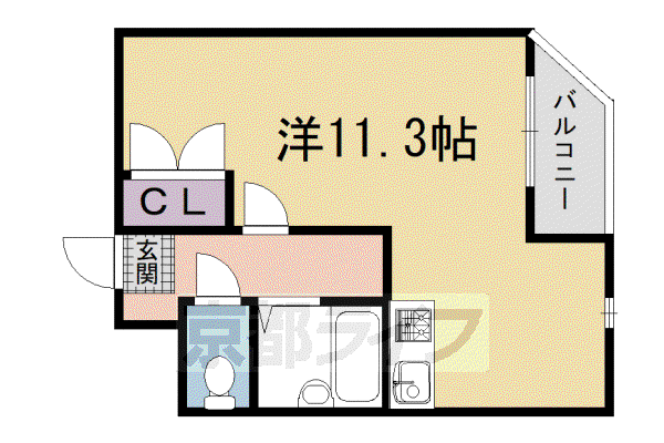 京都市烏丸線 五条駅(京都市営) 徒歩2分 4階建 築30年(1K/4階)の間取り写真