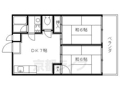 東海道本線 西大路駅 徒歩12分 5階建 築40年(2DK/1階)の間取り写真