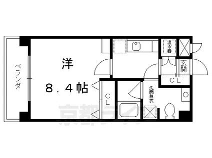 京阪電気鉄道鴨東線 出町柳駅 徒歩5分 7階建 築24年(1K/4階)の間取り写真