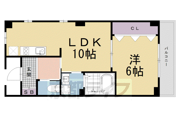 イーストパレス祇園四条(1LDK/3階)の間取り写真