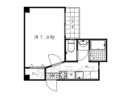 京阪電気鉄道京阪線 清水五条駅 徒歩13分 3階建 築26年(1K/3階)の間取り写真