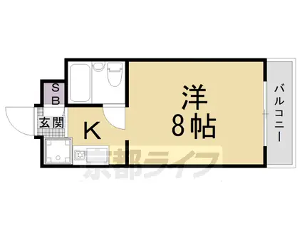 京都市烏丸線 九条駅(京都) 徒歩8分 3階建 築33年(ワンルーム/2階)の間取り写真