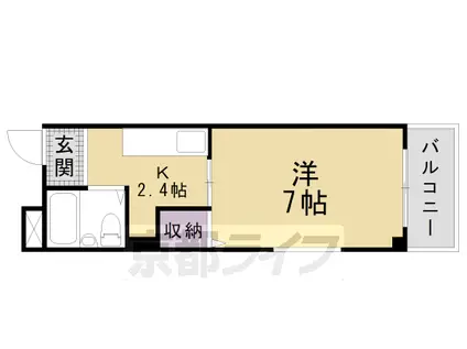 京都市烏丸線 四条駅(京都市営) 徒歩4分 9階建 築31年(1K/7階)の間取り写真