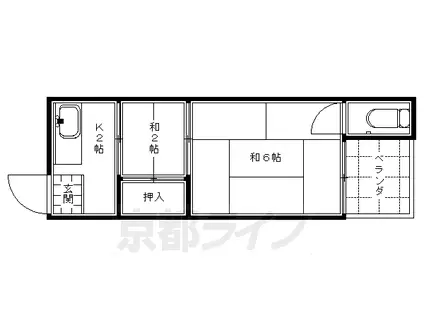 ドリームハイツ西大路(2K/2階)の間取り写真