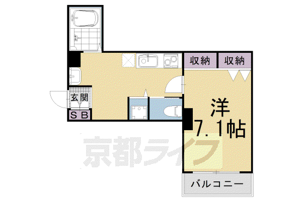 京都市烏丸線 四条駅(京都市営) 徒歩5分 9階建 築25年(1K/3階)の間取り写真