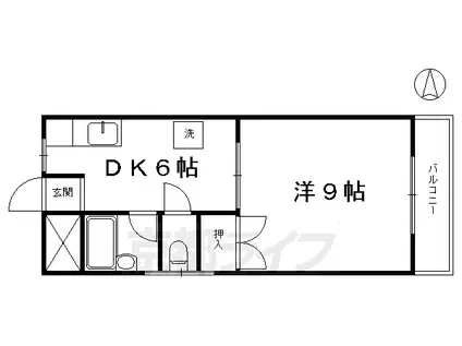 近鉄京都線 東寺駅 徒歩4分 3階建 築33年(1DK/3階)の間取り写真