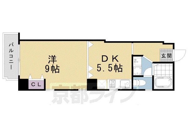 東海道本線 西大路駅 徒歩3分 10階建 築23年(1DK/9階)の間取り写真