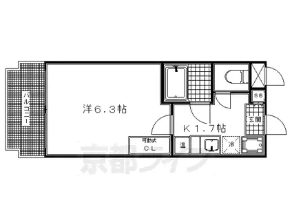 京阪電気鉄道京阪線 七条駅 徒歩5分 6階建 築30年(1K/4階)の間取り写真