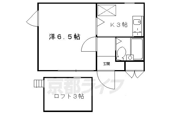 京阪電気鉄道京阪線 清水五条駅 徒歩10分 3階建 築39年(1K/2階)の間取り写真
