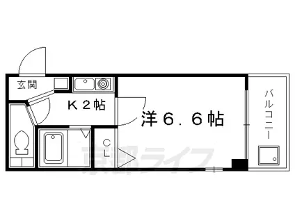 近鉄京都線 十条駅(近鉄) 徒歩5分 3階建 築29年(1K/2階)の間取り写真