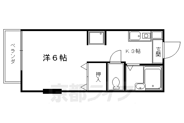 京都市烏丸線 五条駅(京都市営) 徒歩5分 2階建 築28年(1K/2階)の間取り写真