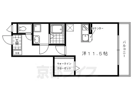 近鉄京都線 東寺駅 徒歩12分 3階建 築22年(ワンルーム/3階)の間取り写真